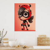 Lieve Lieveheersbeestje Superheld Meisje Kinderkam Poster (Keuken)