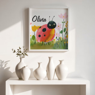 Lieve Lieveheersbeestje Wilde Bloemen Meisjesnaam Poster