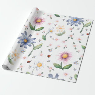 Lieve Lieveheersbeestjes en Bloemen Patroon Cadeaupapier
