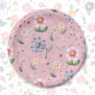 Lieve Lieveheersbeestjes en Bloemen Patroon Papieren Bordje