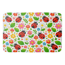 Lieve Lieveheersbeestjes en Bloemen voor Kinderdec Badmat