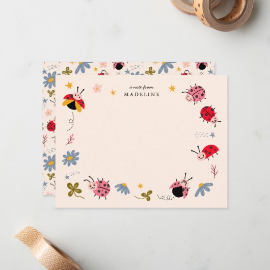 Lieve Lieveheersbeestjes Kinderen Notitiekaartje (Voorkant / Achterkant in situ)