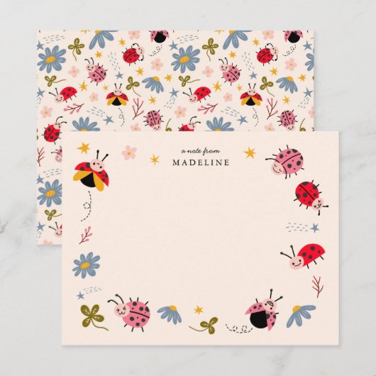 Lieve Lieveheersbeestjes Kinderen Notitiekaartje (Voorkant / Achterkant)