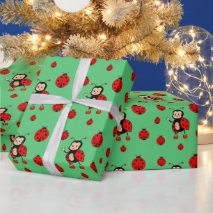 Lieve lieveheersbeestjes op groen cadeaupapier
