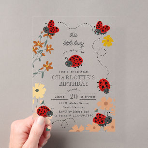Lieve Lieveheersbeestjes Wilde Bloemen 1e Eerste V Acryl Uitnodigingen