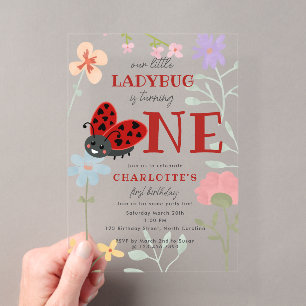 Lieve Lieveheersbeestjes Wilde Bloemen 1e Eerste V Acryl Uitnodigingen