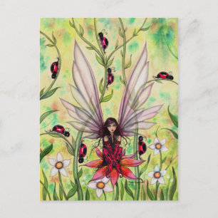 Lieve Lieveheersbeestjesfee Fantasie Kunst Illustr Briefkaart