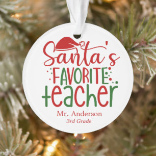 Lieve lievelingsleraar van de Kerstman Rood Groen Ornament