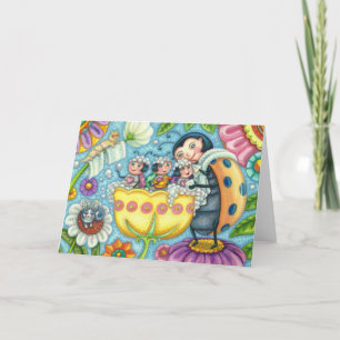 LIEVE LIEVENBUG & KINDEREN, TULP BUBBELBAD Blank Kaart