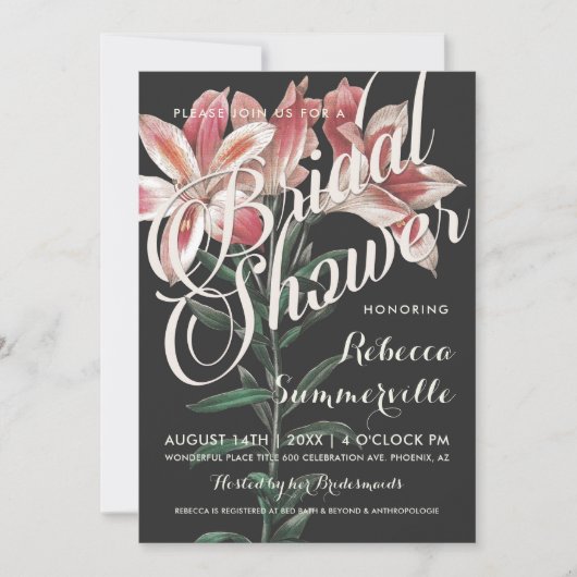 Lieve Lily Botanical Bridal Shower Invitations Kaart (Voorkant)