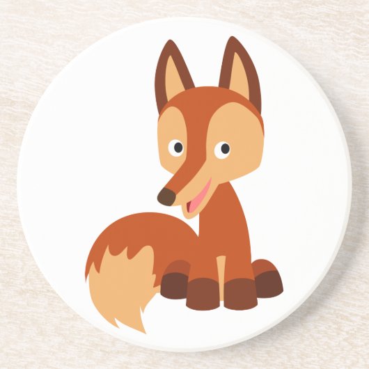 Lieve Listige Tekenfilm Vos Onderzetter (Voorkant)