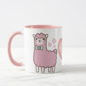 Lieve Llama Met Roze Hartjes Meisjesnaam Monogram Mok (Links)
