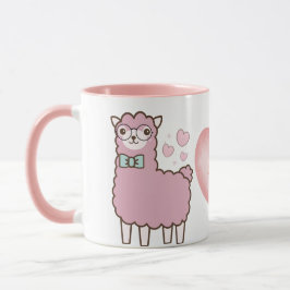 Lieve Llama Met Roze Hartjes Meisjesnaam Monogram  Mok