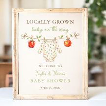 Lieve lokaal gekweekte babyshower welkomstbord pos