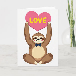 Lieve Luiaard Hart Valentijnskaart Kaart