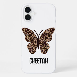 lieve luipaardprint vlinder iPhone 16 plus hoesje