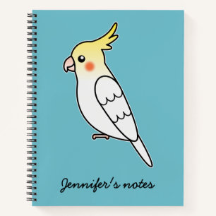 Lieve Lutino Cockatiel Cartoon Vogel Illustratie Notitieboek