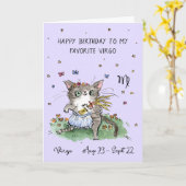 Lieve Maagd kaart Sterrenbeeld Katten Horoscoop (Gele Bloem)