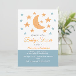 Lieve Maan en Sterren Whimsische Neutrale Baby Sho Kaart
