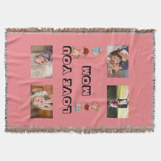 Lieve Mama Bloem Foto Quartet Ontwerp Deken (Voorkant)