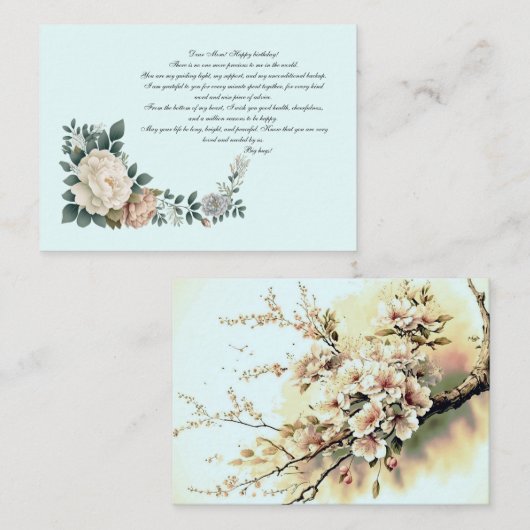 Lieve mama, fijne verjaardag! notitiekaartje (Voorkant / Achterkant)