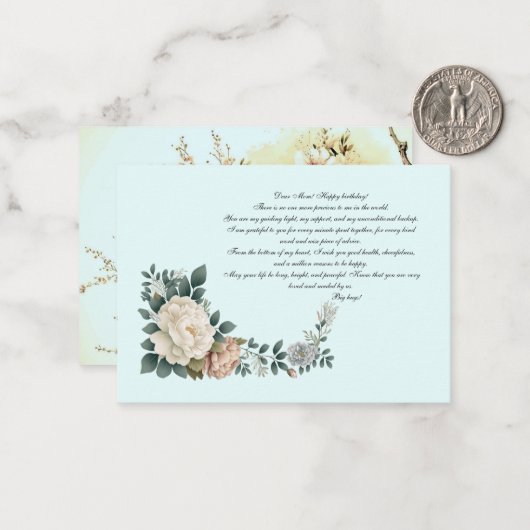 Lieve mama, fijne verjaardag! notitiekaartje (Voorkant / Achterkant in situ)