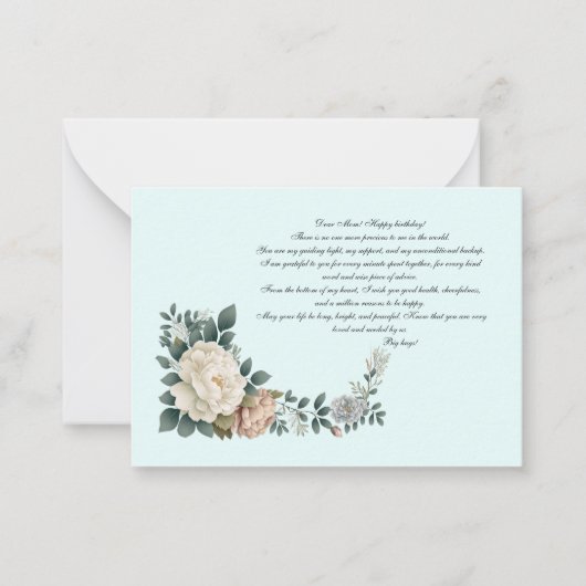 Lieve mama, fijne verjaardag! notitiekaartje (Voorkant)