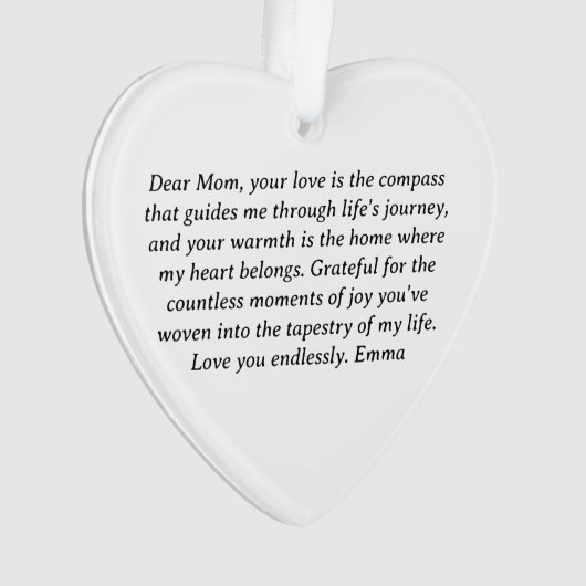 Lieve mama hartelijke notitie ornament (voorkant)