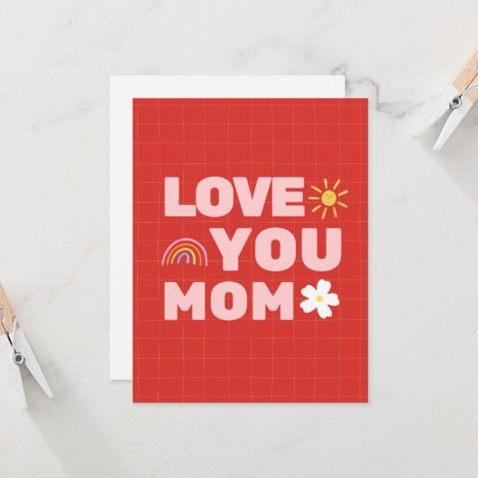Lieve mama Moederdag platte wenskaart Kaart (Voorkant / Achterkant in situ)