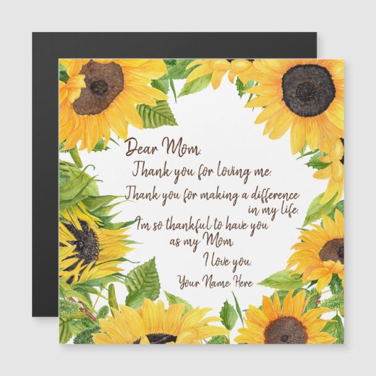 Lieve mama zonnebloem (Voorkant / Achterkant)