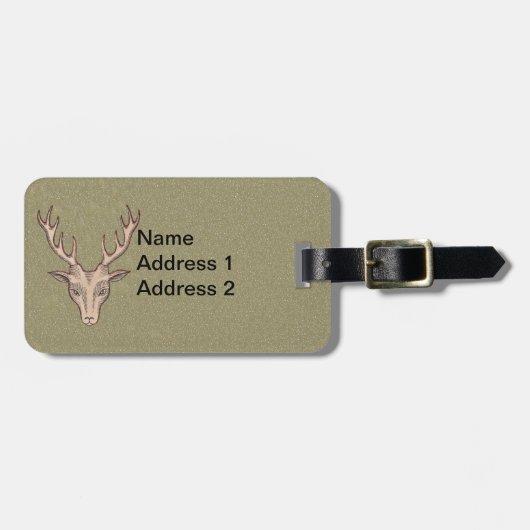 Lieve man, illustratie Antlers Red Outline Bagagelabel (Voorkant horizontaal)