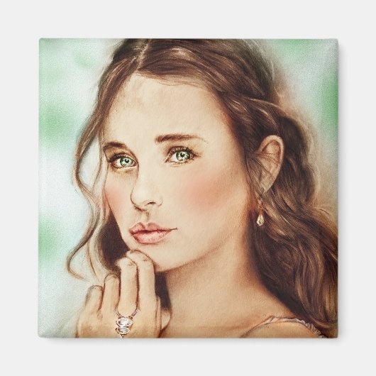 Lieve  meid Square Magnet - Lieve Ver van de Lente (Voorkant)