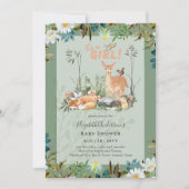 Lieve MEISJES Boshert Baby Shower Groene Uitnodigi Kaart (Voorkant)