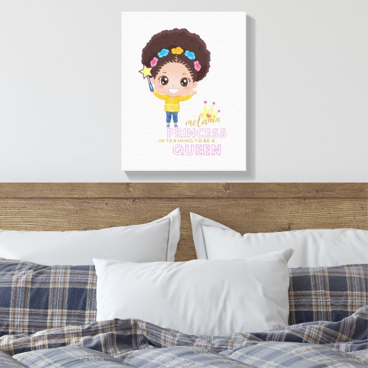 Lieve meisjes Melanin Prinses Training Om Koningin Canvas Afdruk (Insitu (Slaapkamer))