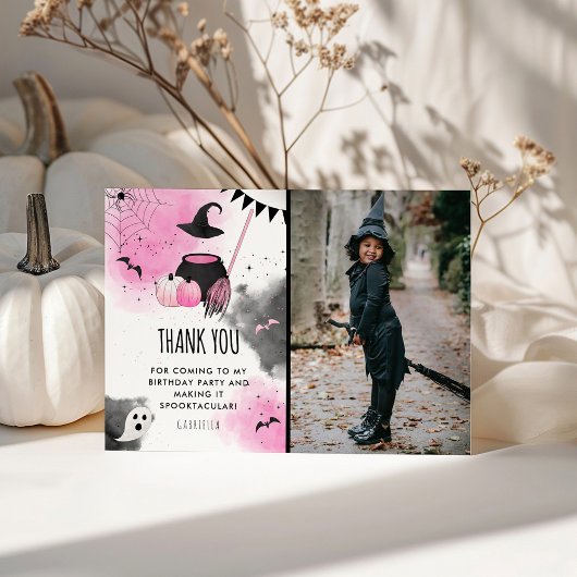 Lieve Meisjes Spooktacular Halloween Verjaardagsfo Bedankkaart