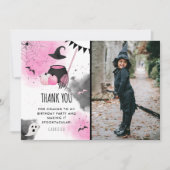 Lieve Meisjes Spooktacular Halloween Verjaardagsfo Bedankkaart (Voorkant)