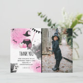 Lieve Meisjes Spooktacular Halloween Verjaardagsfo Bedankkaart (Staand voorkant)