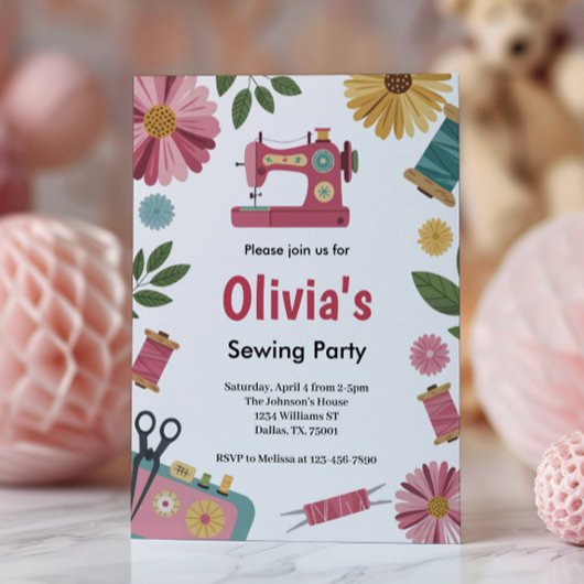 Lieve Meisjes Verjaardagsfeestje Naaien Kaart