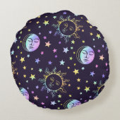 Lieve Meisjesachtige Sterren Zon En Maan Prachtige Rond Kussen (Achterkant)
