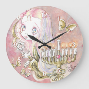 Lieve Menorah Meisje Grote Klok