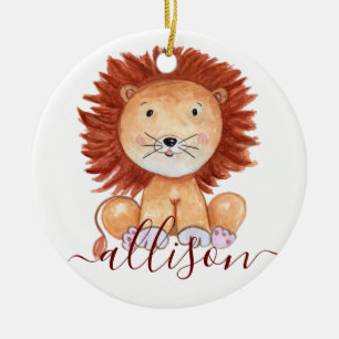 Lieve met de hand getekende leeuw gepersonaliseerd keramisch ornament