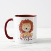 Lieve met de hand getekende leeuw gepersonaliseerd mok (Links)