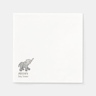 Lieve met de hand getekende olifant baby shower servet