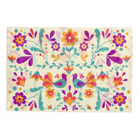 Lieve Mexicaanse Floral en vogels Kussensloop (Achterkant-Links)