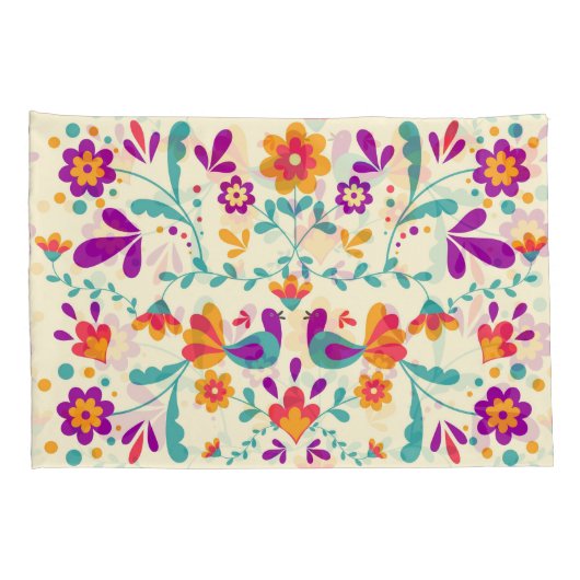Lieve Mexicaanse Floral en vogels Kussensloop (Achterkant-Rechts)