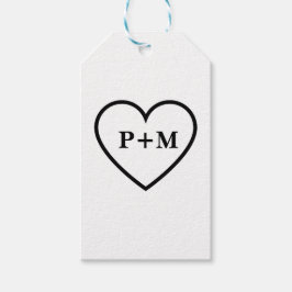 Lieve minimalistische koppel initials hart omlijni cadeaulabel