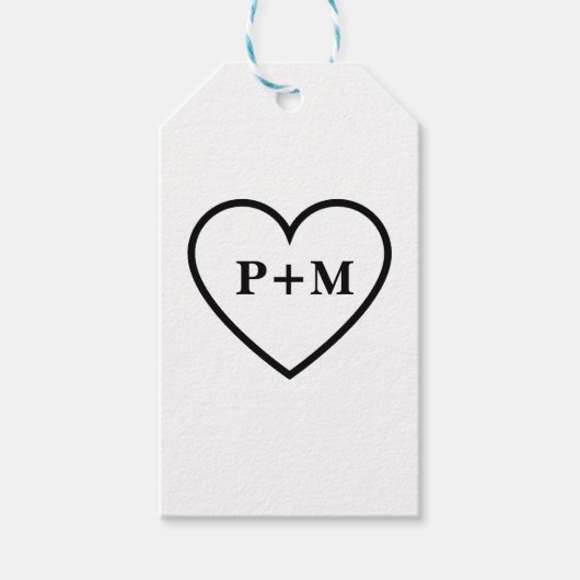 Lieve minimalistische koppel initials hart omlijni cadeaulabel (Voorkant)