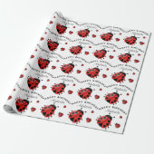 Lieve moderne rode lieveheersbeestje gepersonalise cadeaupapier (Uitgerold)