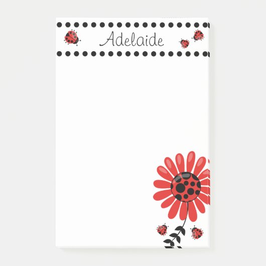 Lieve moderne rode lieveheersbeestje gepersonalise post-it® notes (Voorkant)
