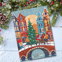 Lieve moderne stad Amsterdam Kerstmis